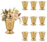 Sziqiqi 10 Pieces Jarrones Flores Dorado para Centros Decorativos de Mesa Boda - Pequeño de Metal Jarron Floreros Maceta para Flores Boda Fiesta Cumpleaños Ceremonia Navidad Comunion Eventos Pascua