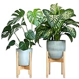 Gadgy Soporte Plantas Interior y Exterior | Juego de 2 Soportes de Macetas Expandible | Bambú Duradero | para macetas de Ø 20-30 cm. | Maceta y Planta no Incluidas