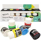 Mont Marte Pintura para Porcelana y Cerámica - 6 piezas x 20ml - Colores cerámicos resistentes al agua - Ideal para Pintar Vasos, Jarrones y Tazones