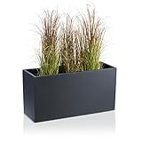 DECORAS Maceta VISIO 40 de Fibra de Vidrio - Antracita Mate - 80x30x40 cm - Resistente a Las Heladas y a los Rayos UV - Jardinera de Fibra de Vidiro
