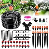 Sistema de riego de jardín, Emooqi 90 Pcs Goteros para Equipos de Riego Automático, Accesorios para Riego por Goteo Sistema de Riego DIY para Irrigación Riego para Jardín, Plantas de Patio - 40 M