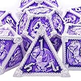 SIQUK 7 Piezas Juego de Dados Metal Dados Poliedricos Metalicos D20 D12 D10 D% D8 D6 D4 Dados DND para Dungeons and Dragons MTG RPG