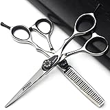 5.5 pulgadas japonesa 440c Laser Cortes Tijeras Salon Profesional Hair stylisten y finas werdendes Tijeras de pelo Combinación de paquetes